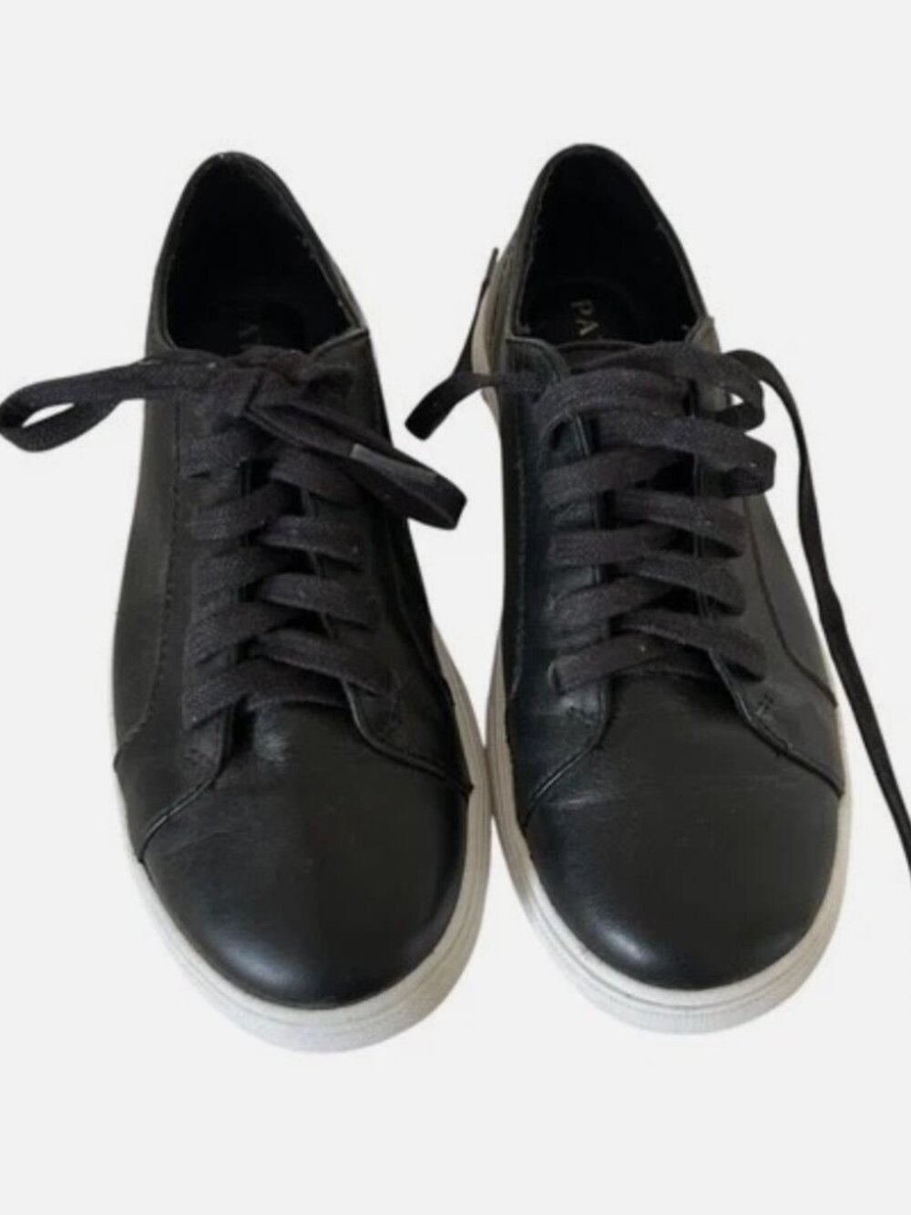 Patina Women's Black Leather Sneakers Casual Lace-Up Tennis Shoes Size 37 1/2
